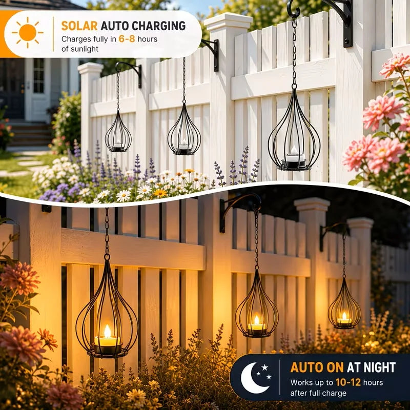 KPSTEK Outdoor Solar Lanterns Waterproof Metal Hanging Garden Lights