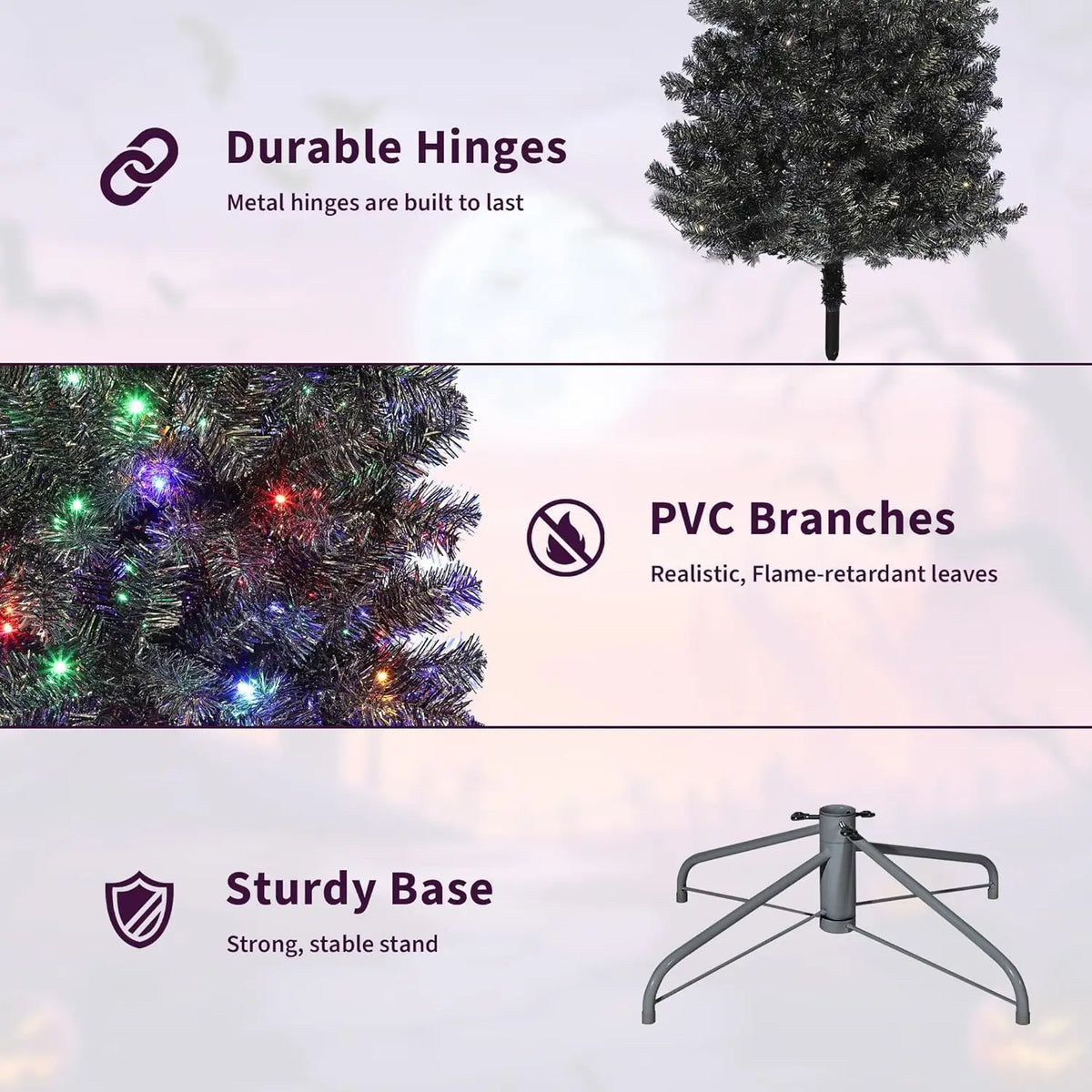 HiMISS Artificial Halloween Christmas Tree With Realistic Branch Tips