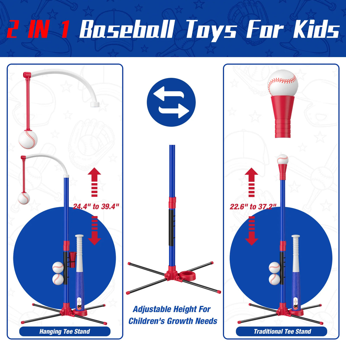 QDragon Adjustable Tee Ball And Pitching Machine Set For Kids