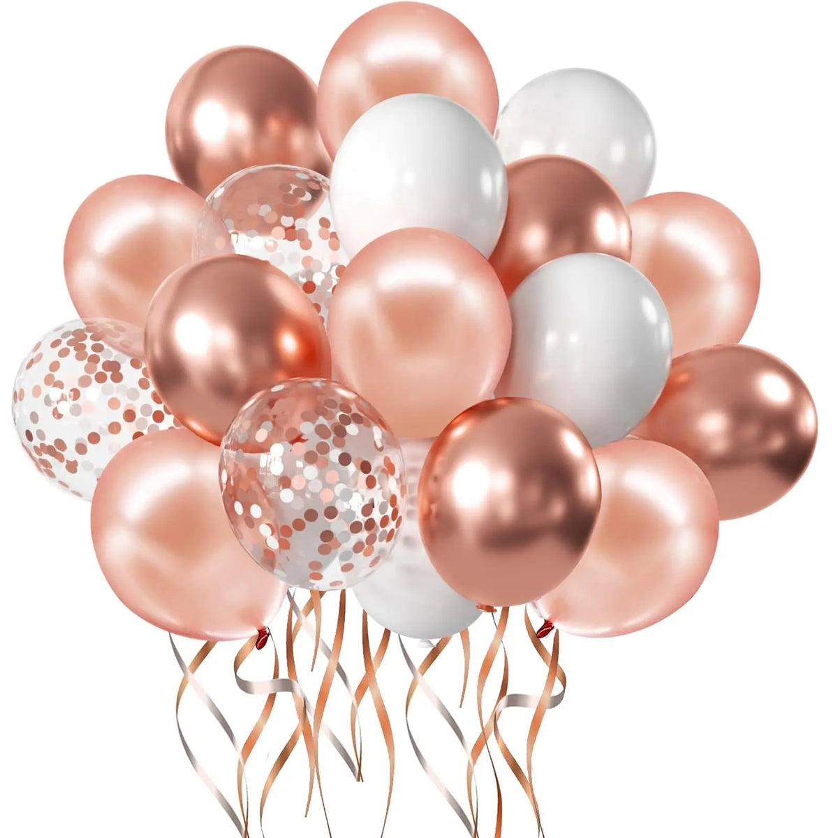 Zesliwy Black Gold Confetti Balloons 50 pack - 12 Inch Gold White and Black Confetti Balloons with Ribbons for Graduation Birthday Wedding Party Decorations