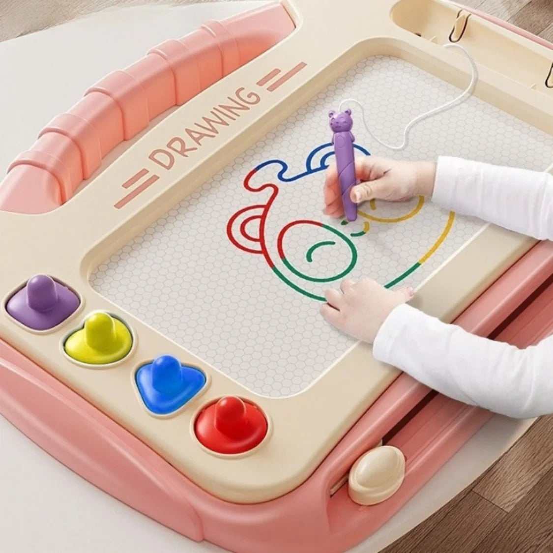 Toddler Magnetic Drawing Board With Erasable Pen And Creative Stamps