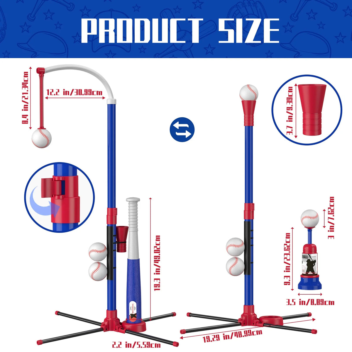 QDragon Adjustable Tee Ball And Pitching Machine Set For Kids