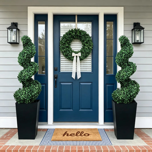 Olitree Artificial Spiral Boxwood Topiary Trees With Decorative Planter