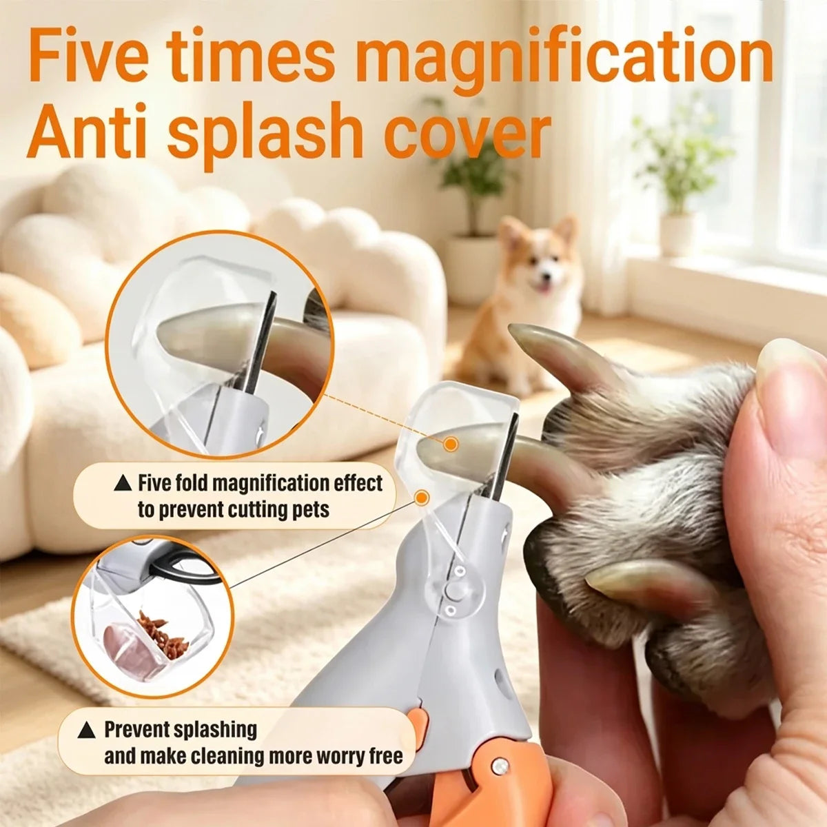 LED Pet Nail Clipper With Magnification For Dogs And Cats