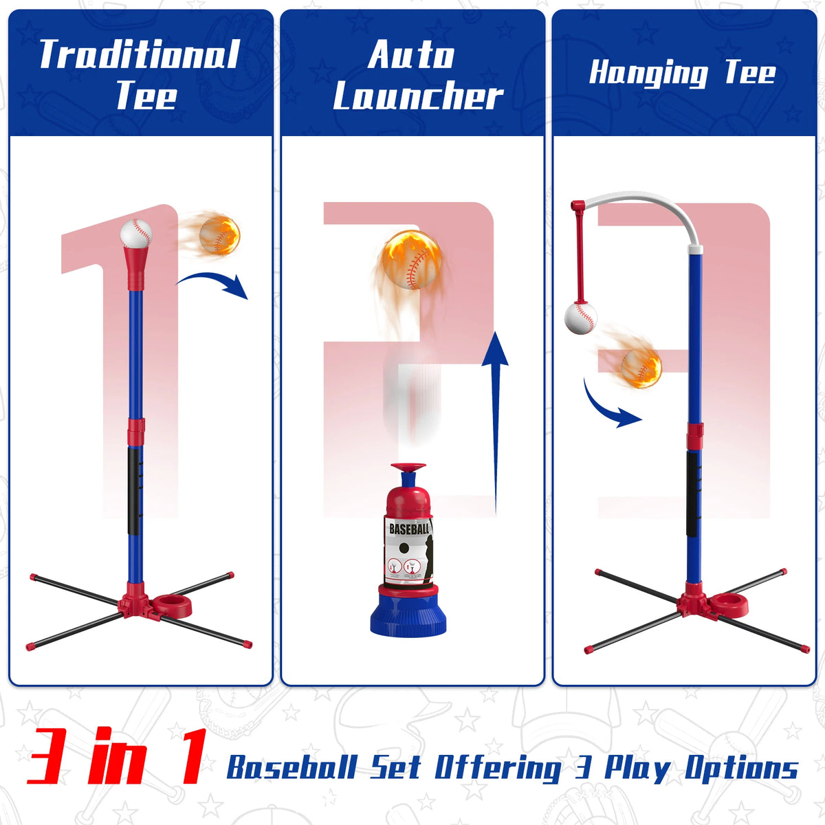 QDragon Adjustable Tee Ball And Pitching Machine Set For Kids