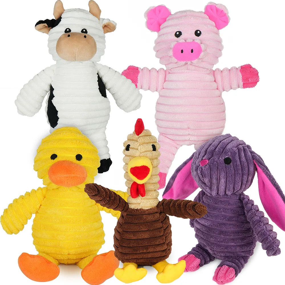 Soft Plush Squeaky Dog Toys Animal Assortment Value Bundle