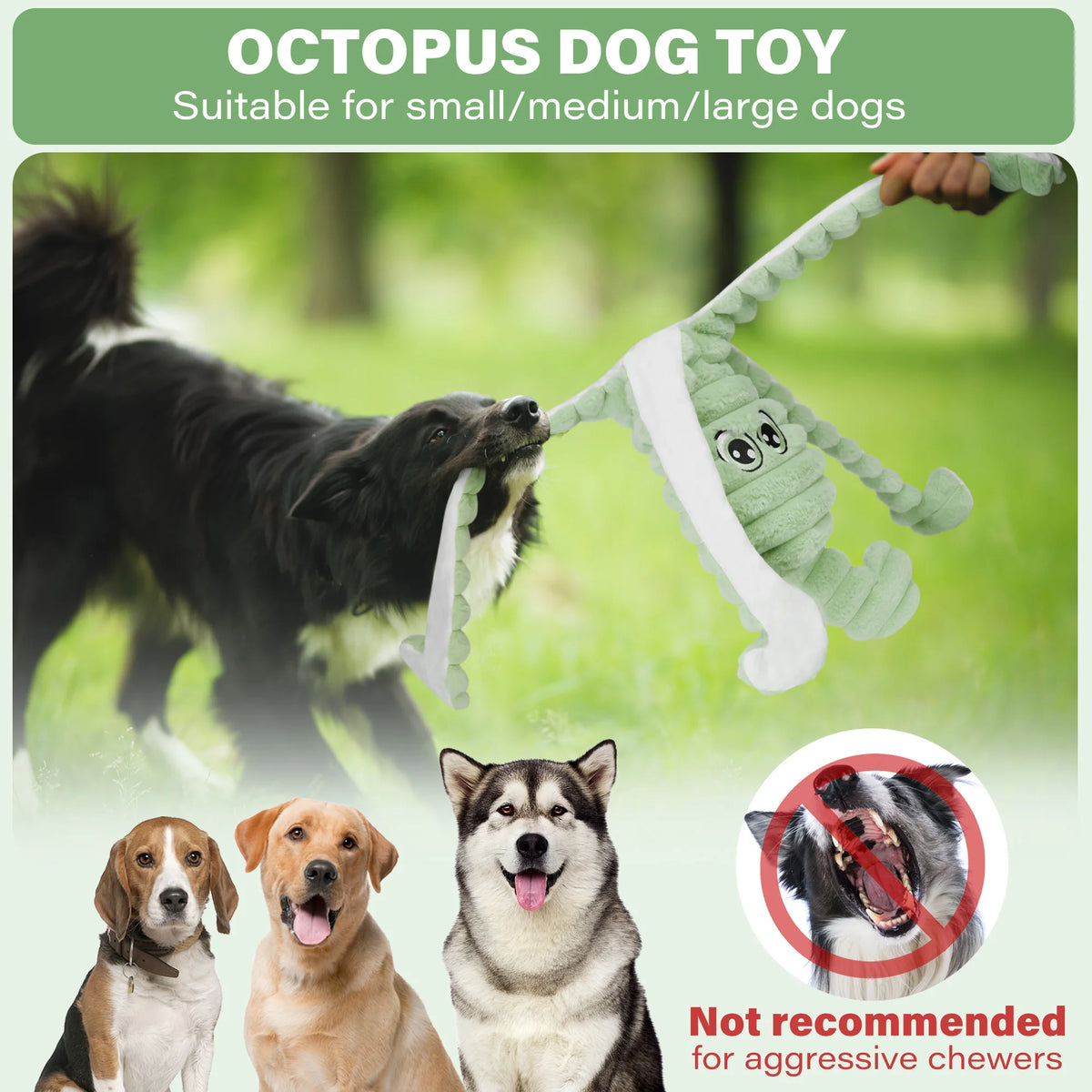 Octopus Designed Squeaky Plush Dog Chew Toy Interactive Play