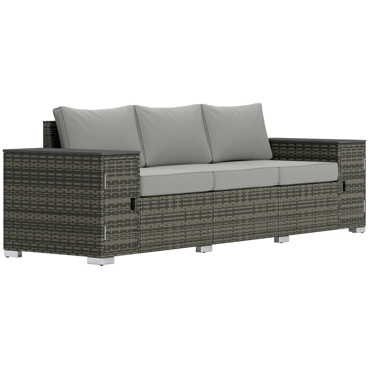 Outsunny Outdoor Wicker Sofa With Convenient Storage And Cushions