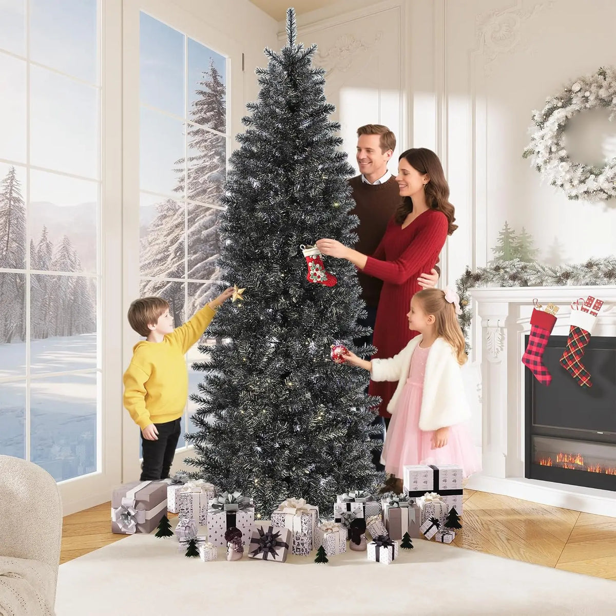HiMISS Artificial Halloween Christmas Tree With Realistic Branch Tips