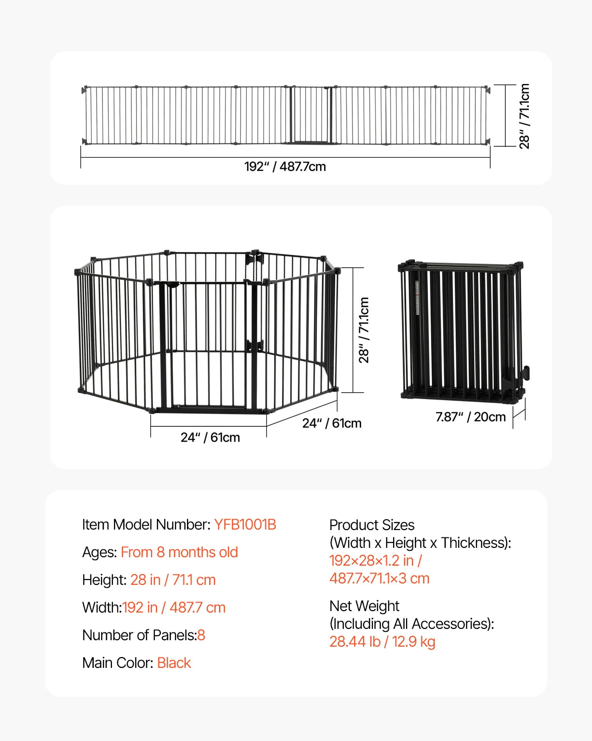 SucceBuy Stainless Steel Walk Thru Pressure Mount Baby Gate