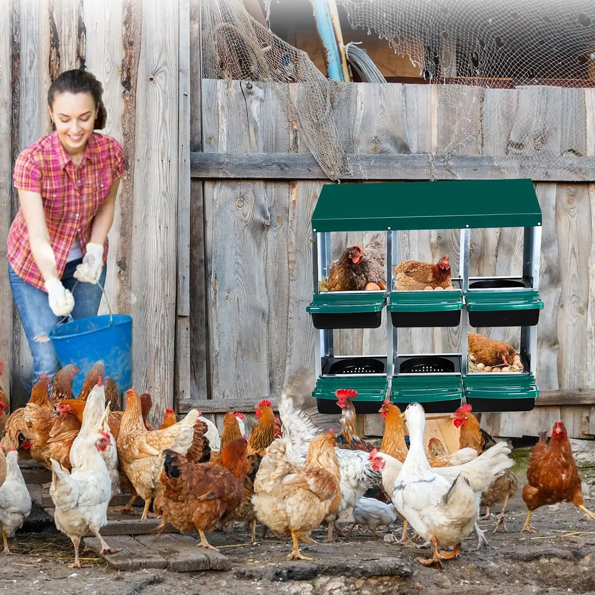 Garvee Galvanized Chicken Nesting Box for Comfortable Egg Laying