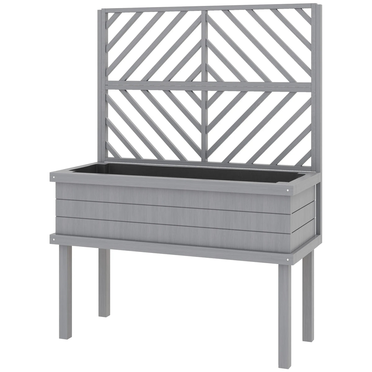 Outsunny Wooden Raised Garden Bed With Trellis For Climbing Plants