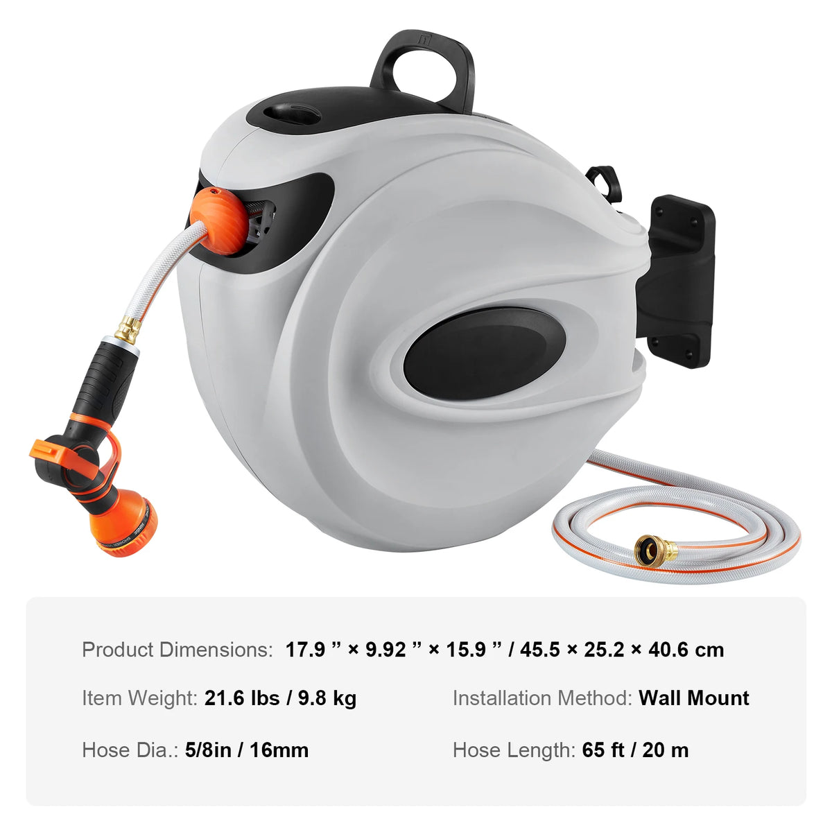Wall Mounted Retractable Garden Hose Reel With Automatic Rewind