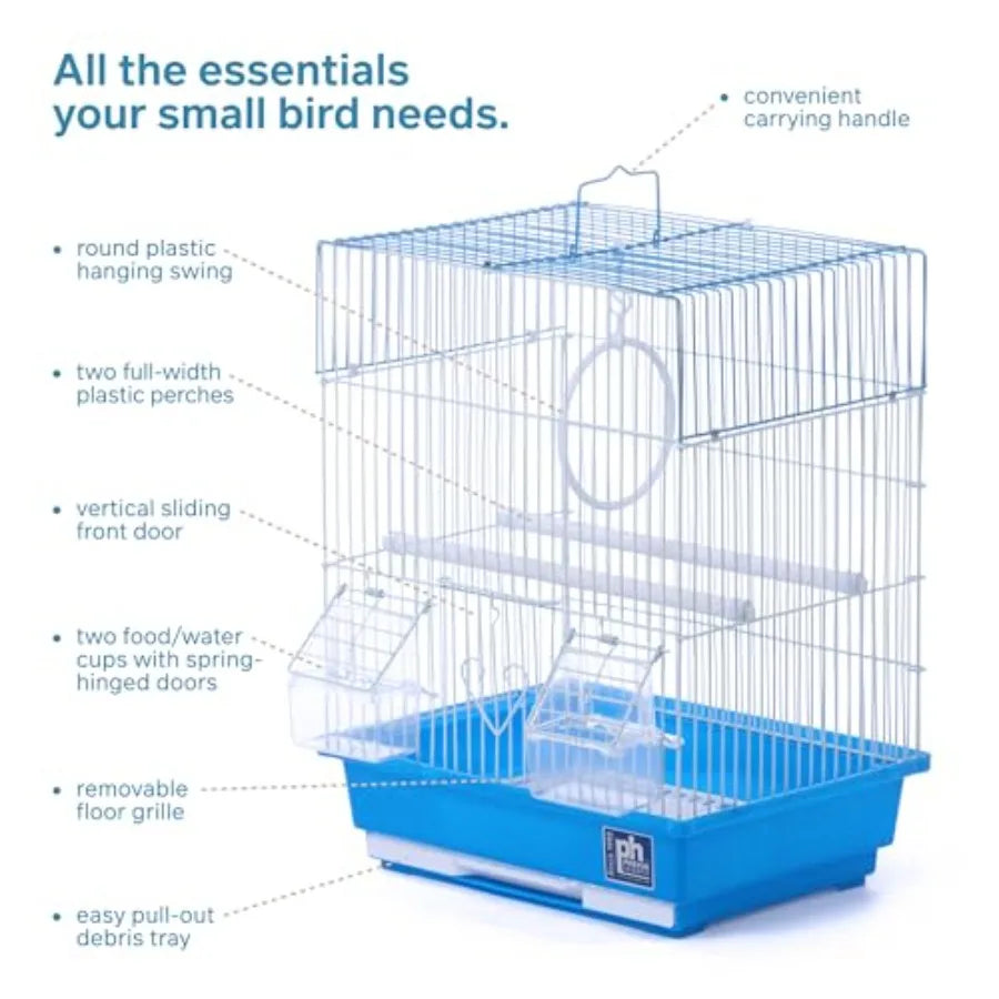 Portable Iron Square Roof Bird Cage With Carrying Handle