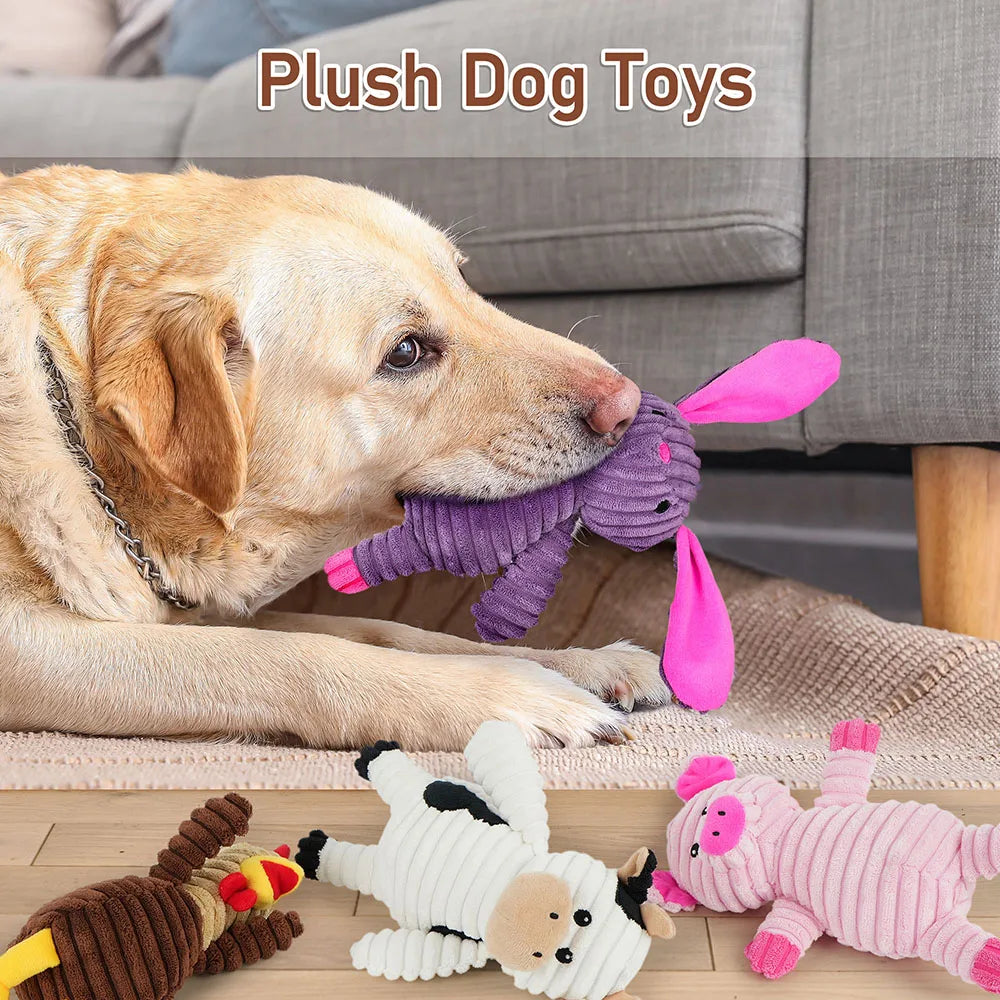 Soft Plush Squeaky Dog Toys Animal Assortment Value Bundle