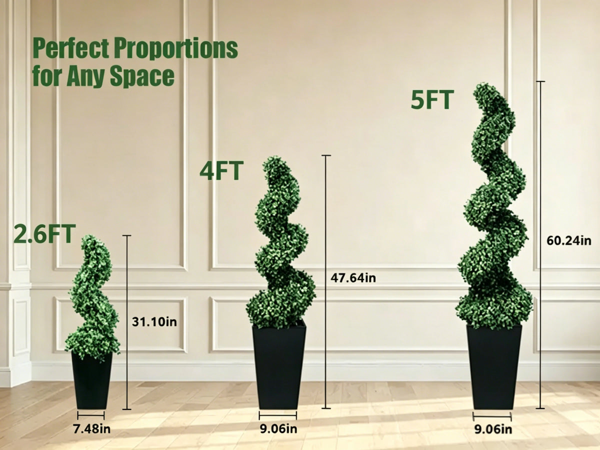 Olitree Artificial Spiral Boxwood Topiary Trees With Decorative Planter