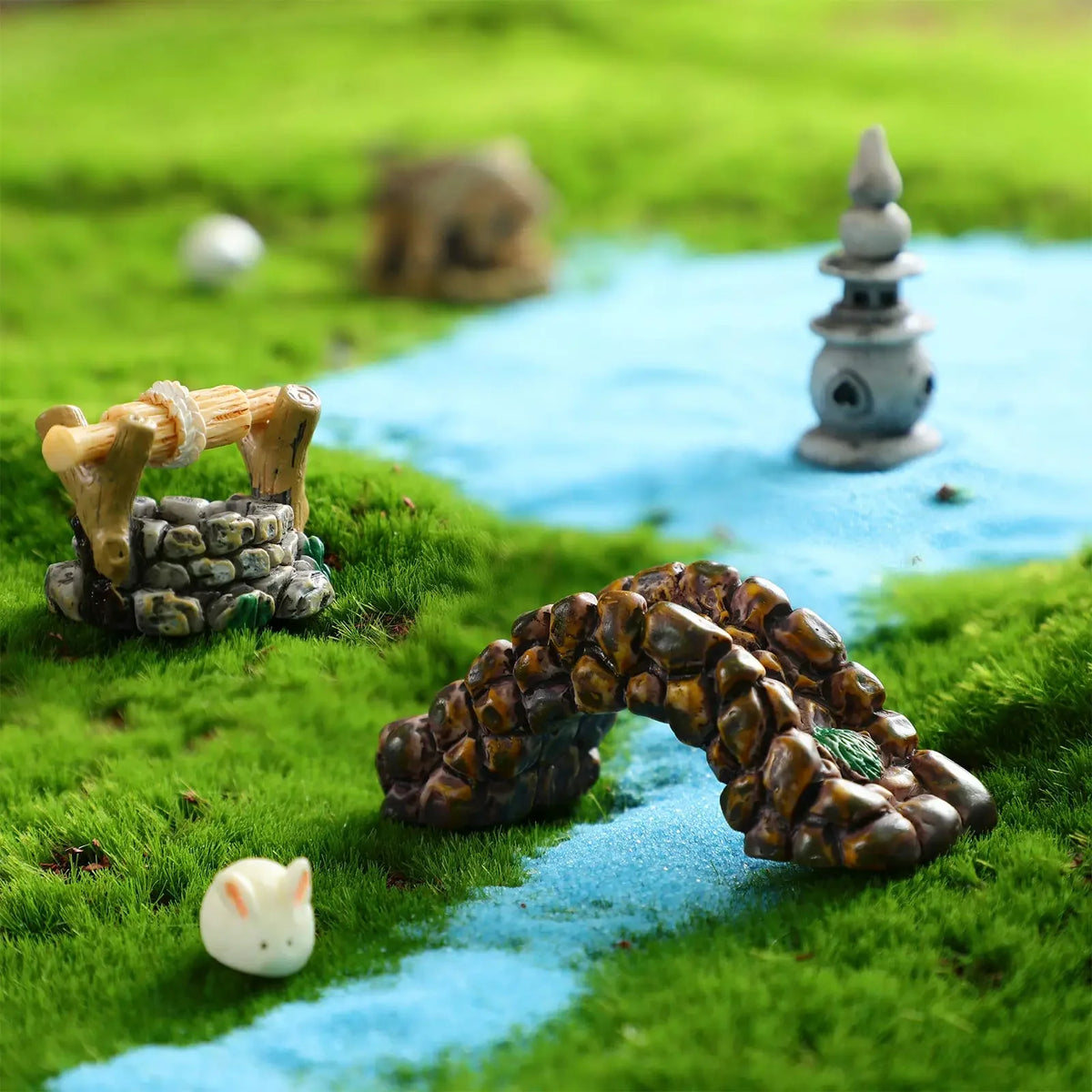 12 Pcs Fairy Garden Mini Accessories Kit with Mini Water Bridge Figurines, Lighthouse, Pond Lawn Ornaments - DIY Crafts, Different Styles Party Accessories for Building with Family Members, Succulent Dollhouse Bonsai Terrariu