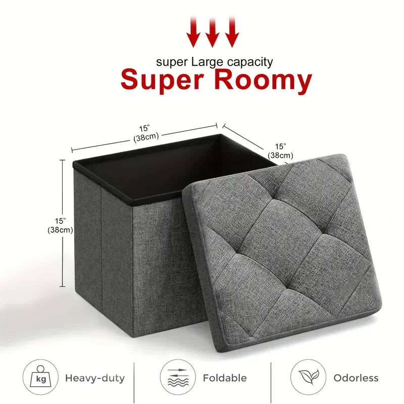 Sarenzoon Heavy Duty Folding Storage Ottoman Bench With Seat