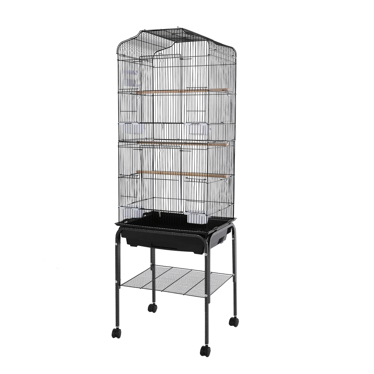 Spacious Iron Bird Cage With Stand And Wheels For Parrots