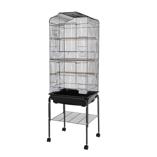 Spacious Iron Bird Cage With Stand And Wheels For Parrots