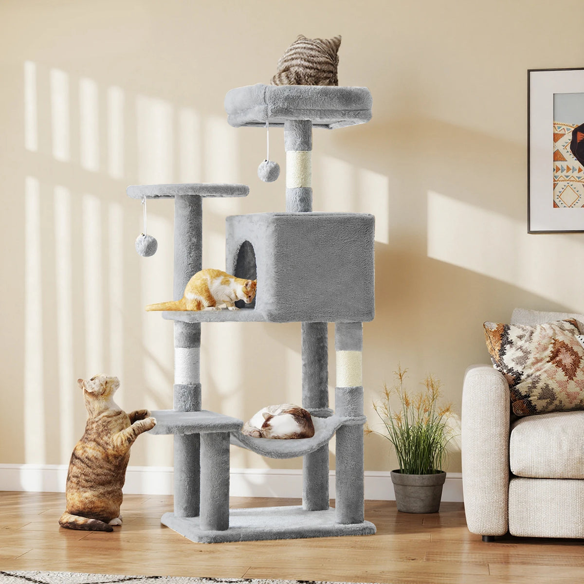 JHK Four Tier Sisal Cat Tree With Sturdy Climbing Tower