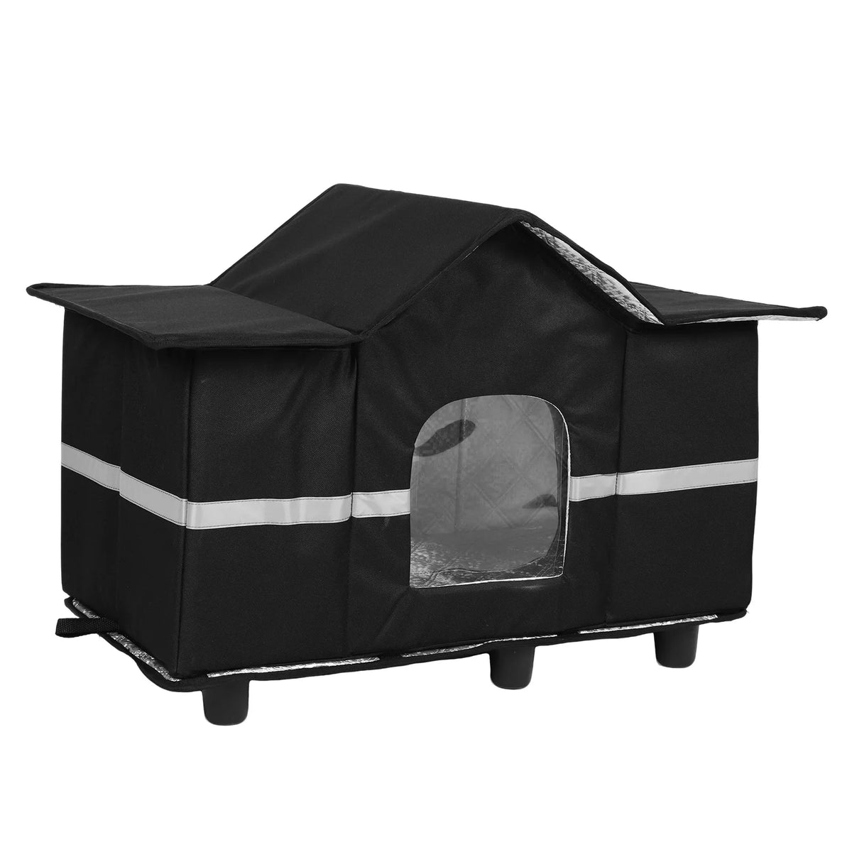 Waterproof Outdoor Cat House with Roof Window Elevated Pet House Insulated Cat Shelter Can Be Used Indoors Winter Outdoor
