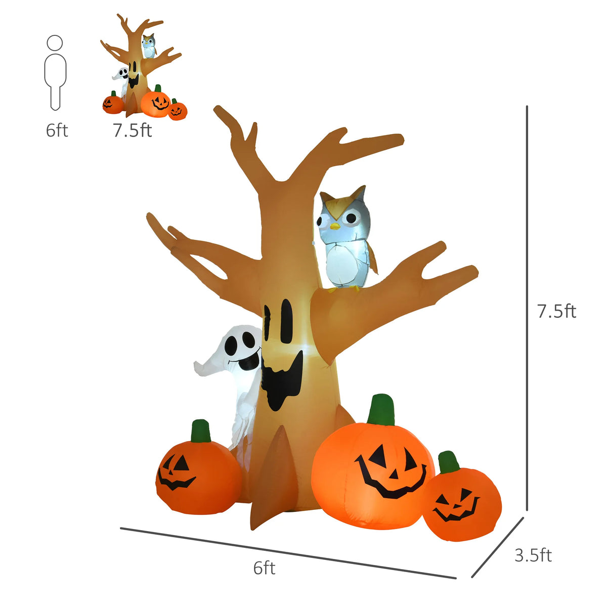 HOMCOM Halloween Inflatable Haunted Tree Outdoor Decoration