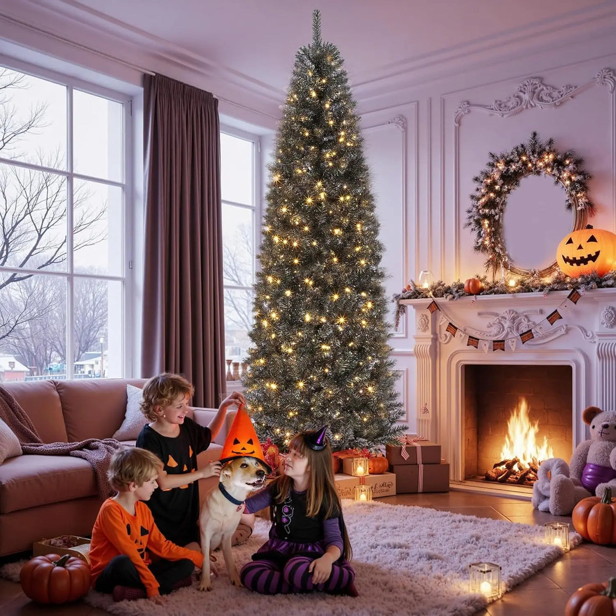 HiMISS Artificial Halloween Christmas Tree With Realistic Branch Tips